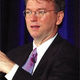 CEO Eric Schmidt speaks at Google's California headquarters (below).
